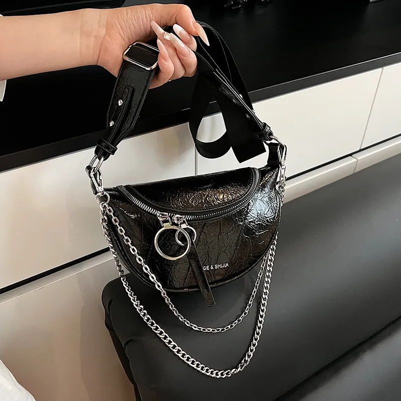 Yi Brigade PU Shoulder Bag Women's Black/White/Silver/Yellow-5