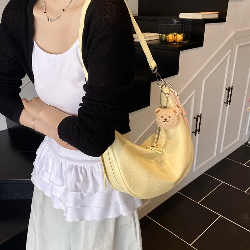 Bansusu PU Shoulder Bag Women's Ecru/Yellow/Black-9