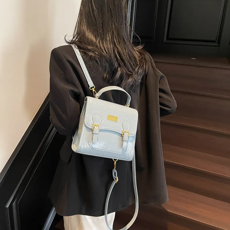 Yi Brigade PU Backpack Regular Women's Black/Ecru/Pink/Blue-9
