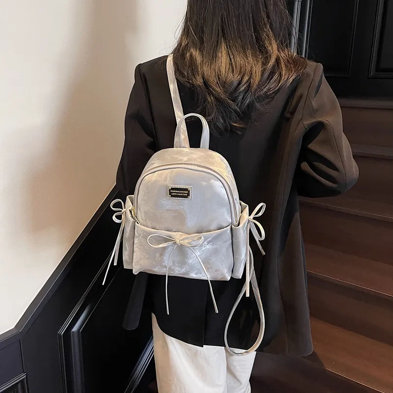 Yi Brigade PU Backpack Regular Women's Ecru/Silver/Pink/Black-6