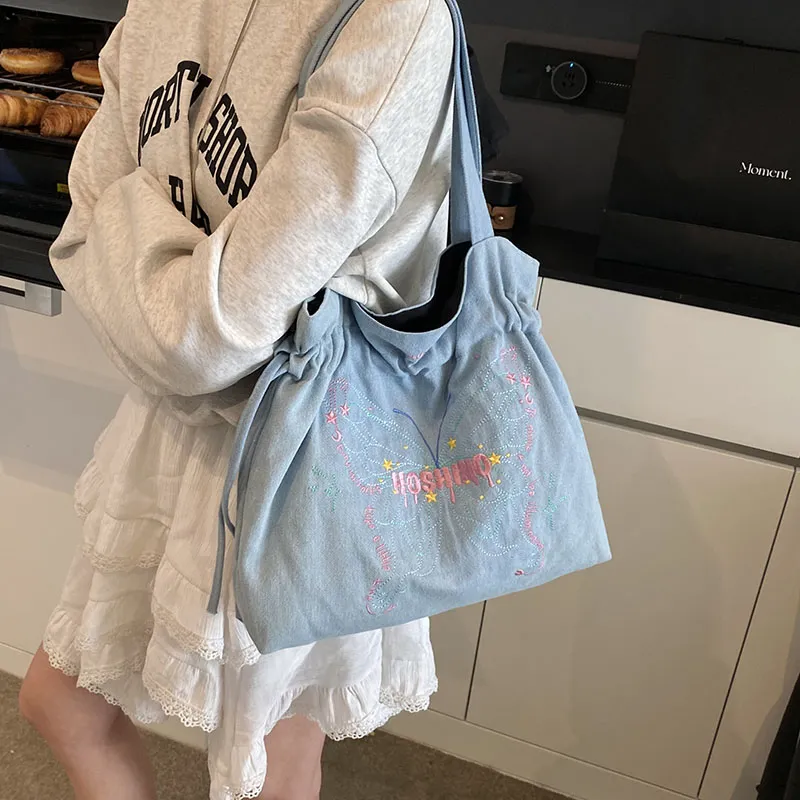Bansusu Denim Shoulder Bag Regular Women's Light Blue/Dark Blue-1