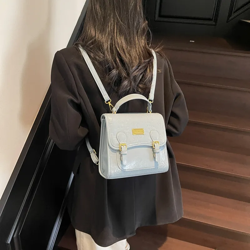 Yi Brigade PU Backpack Regular Women's Black/Ecru/Pink/Blue-10