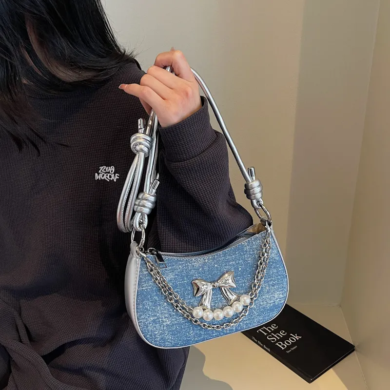 Yi Brigade Fabric Shoulder Bag Regular Women's Black/Royal Blue/Denim Blue/Sky Blue-5