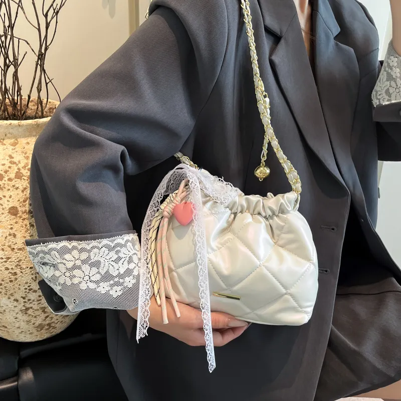 Yi Brigade PU Shoulder Bag Women's Pink/Black/White/Silver-9