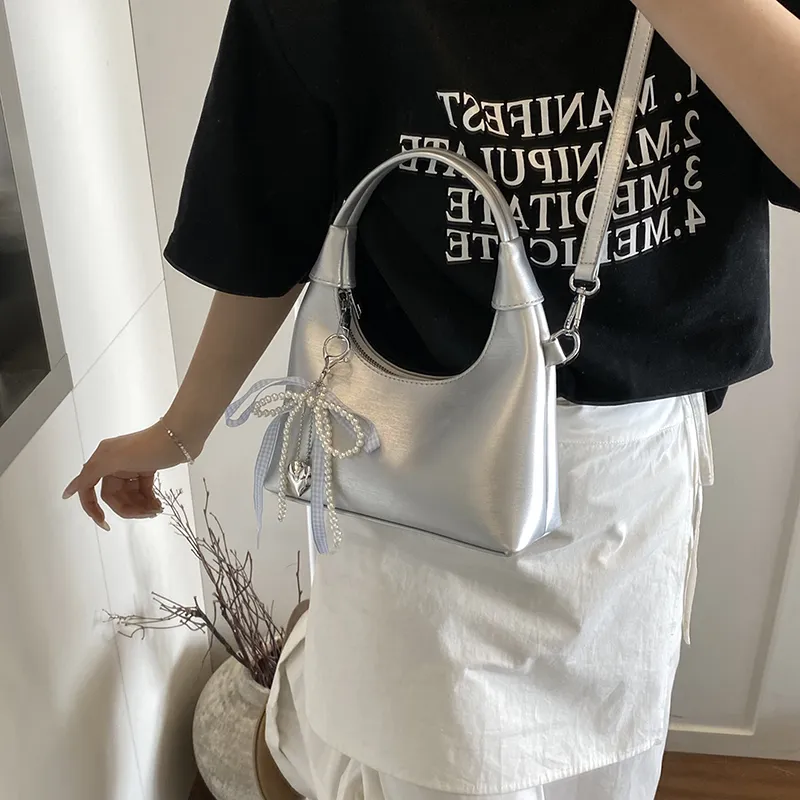 Bansusu PU Shoulder Bag Crossbody Bag Handbag Regular Women's White/Silver/Pink/Black-5