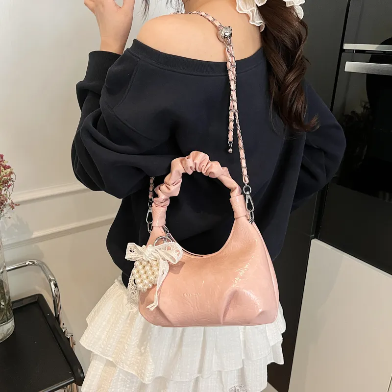 Bansusu PU Crossbody One Shoulder Handbag Women's White/Black/Purple/Pink-4
