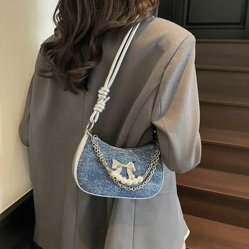 Yi Brigade Fabric Shoulder Bag Regular Women's Black/Royal Blue/Denim Blue/Sky Blue-9