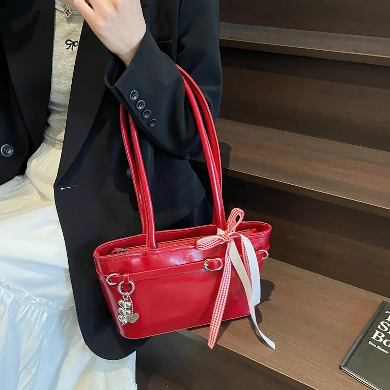 Yi Brigade PU Handbag Regular Women's Black Ecru/Burgundy/Pink-7