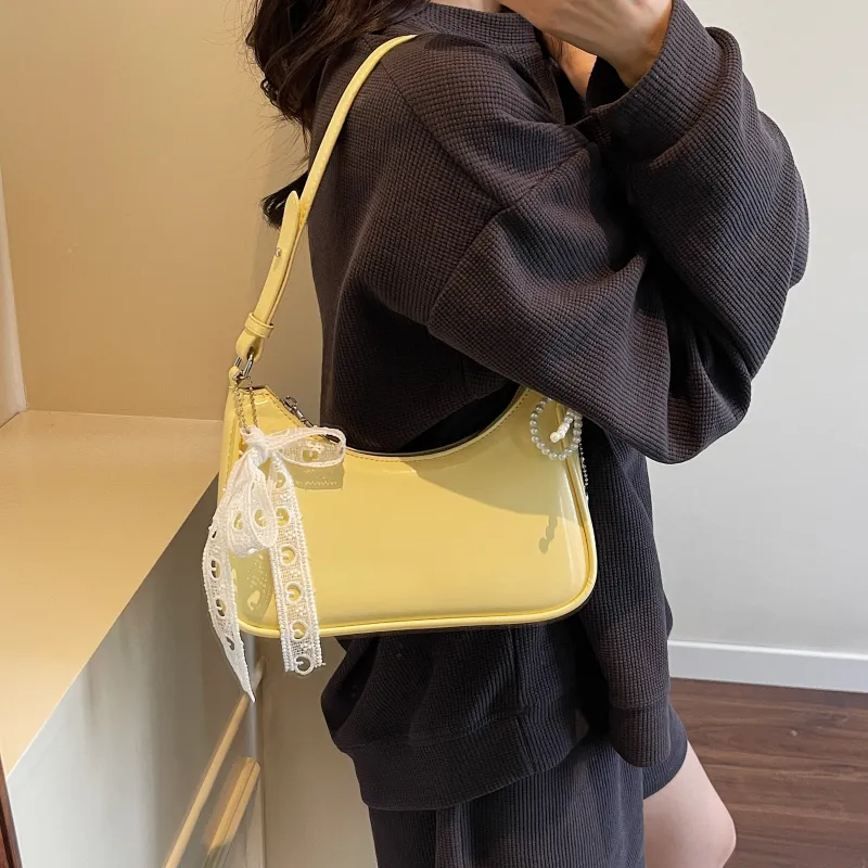Bansusu PU Shoulder Bag Women's Ecru/Black/Pink/Yellow-14