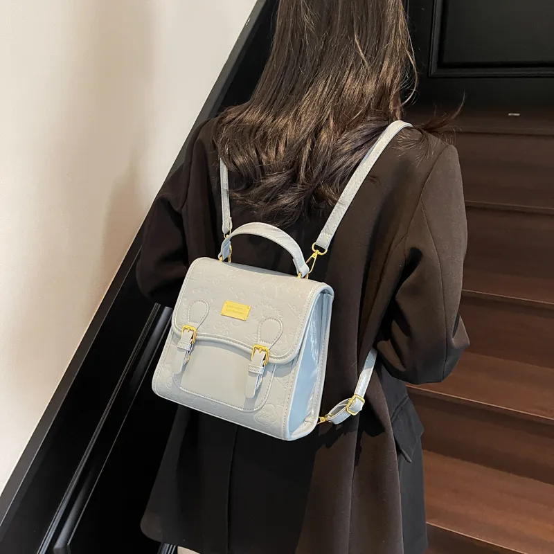 Yi Brigade PU Backpack Regular Women's Black/Ecru/Pink/Blue-11