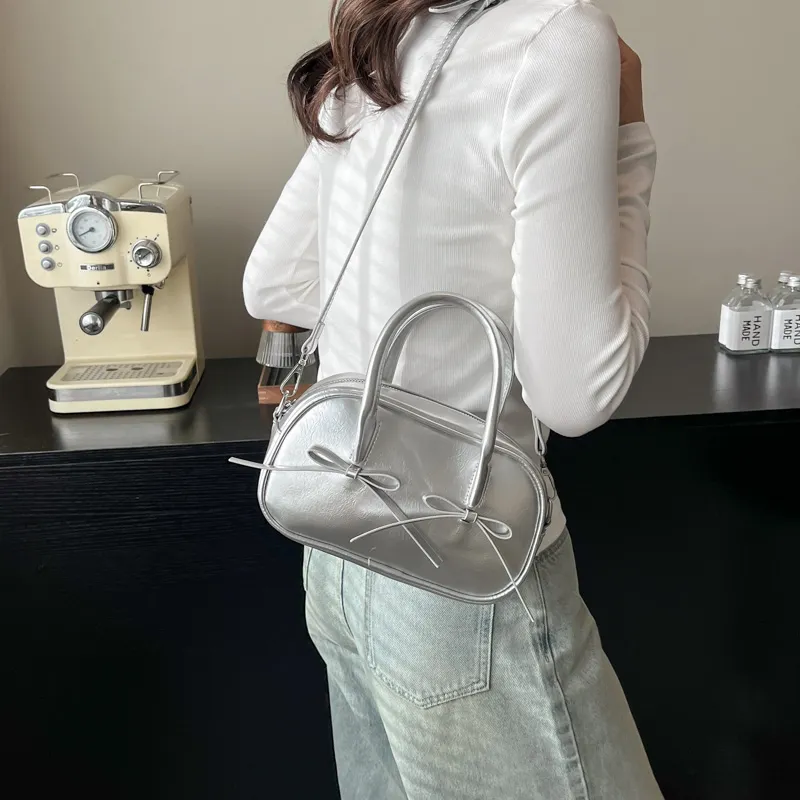 Yi Brigade PU Handbag Regular Women's White/Silver/Black/Red/Coffee/Brown-6