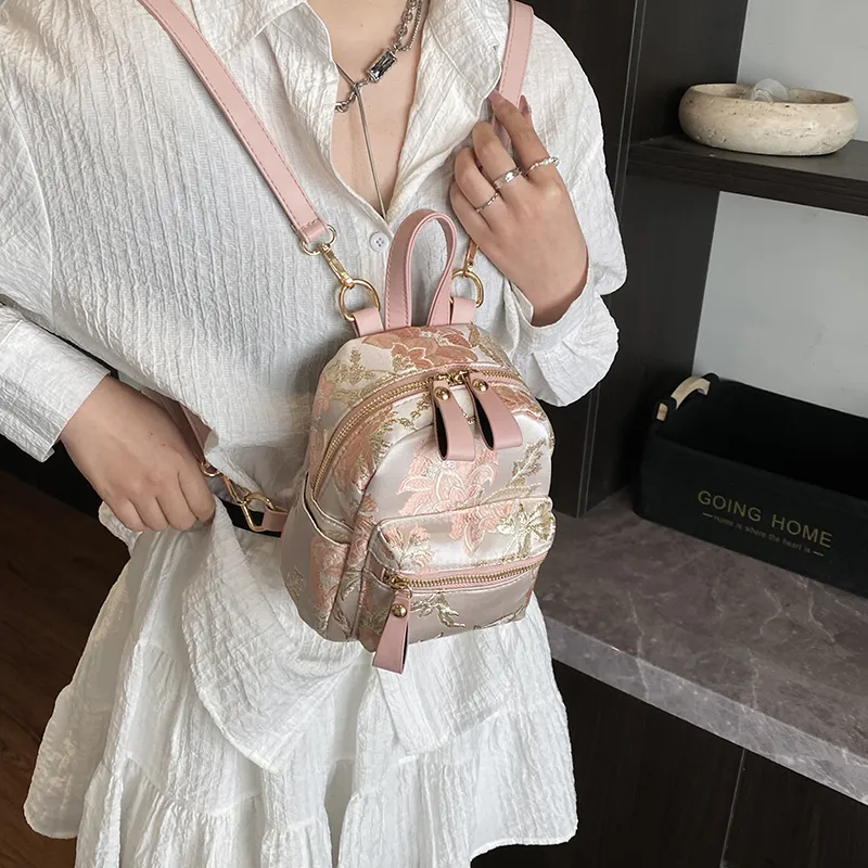 Yi Brigade PU Backpack Regular Women's Pink/White-1
