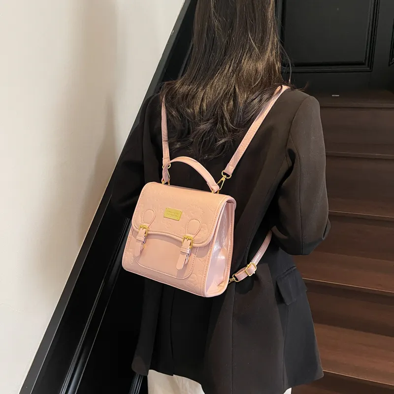 Yi Brigade PU Backpack Regular Women's Black/Ecru/Pink/Blue-7