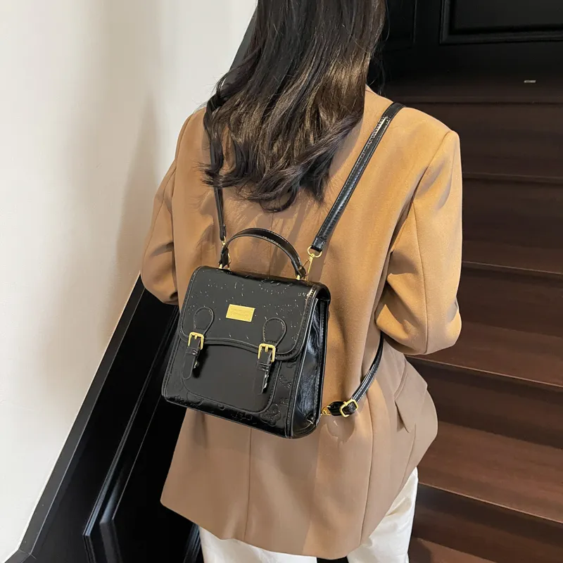 Yi Brigade PU Backpack Regular Women's Black/Ecru/Pink/Blue-14