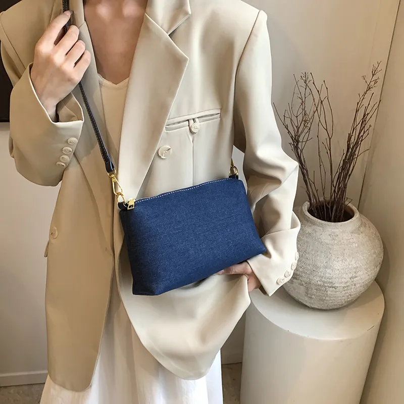 Yi Brigade Denim Handbag Shoulder Bag Regular Women's Light Blue/Dark Blue/Black-8