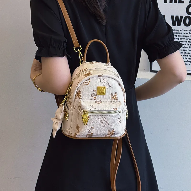 Yi Brigade PU Backpack Women's White/Pink/Brown/Black-2