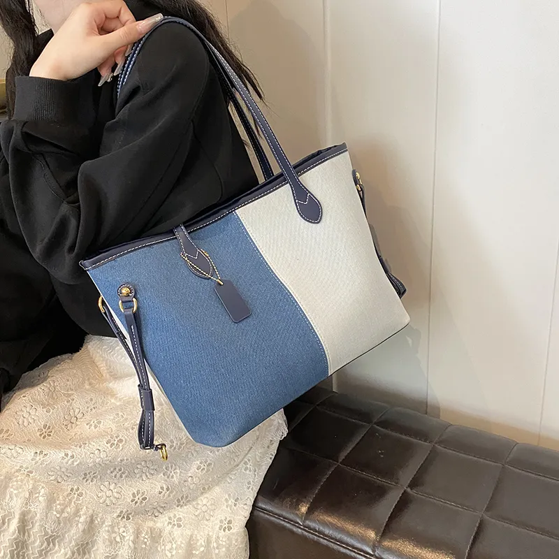 Yi Brigade Denim Handbag Shoulder Bag Regular Women's Light Blue/Dark Blue/Black-1