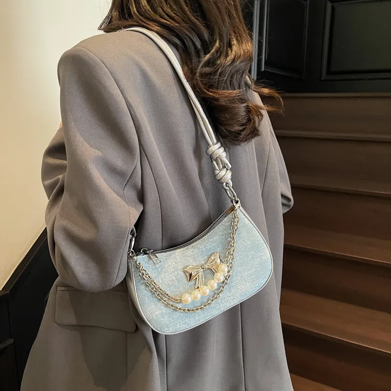 Yi Brigade Fabric Shoulder Bag Regular Women's Black/Royal Blue/Denim Blue/Sky Blue-14