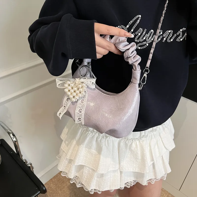 Bansusu PU Crossbody One Shoulder Handbag Women's White/Black/Purple/Pink-9