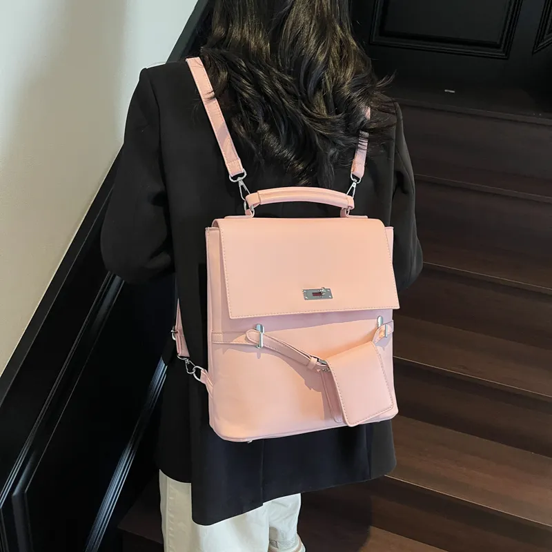 Yi Brigade PU Backpack Regular Women's Black/Blue/Pink/Purple-7