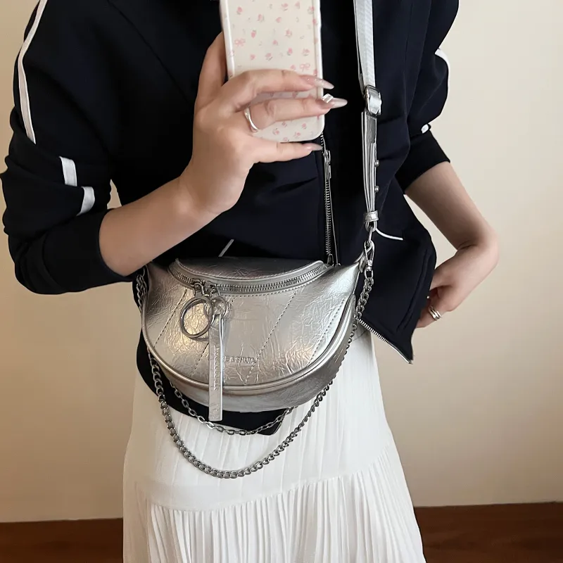 Bansusu PU Crossbody Bag, Shoulder Bag Women's White/Black/Silver/Yellow-4