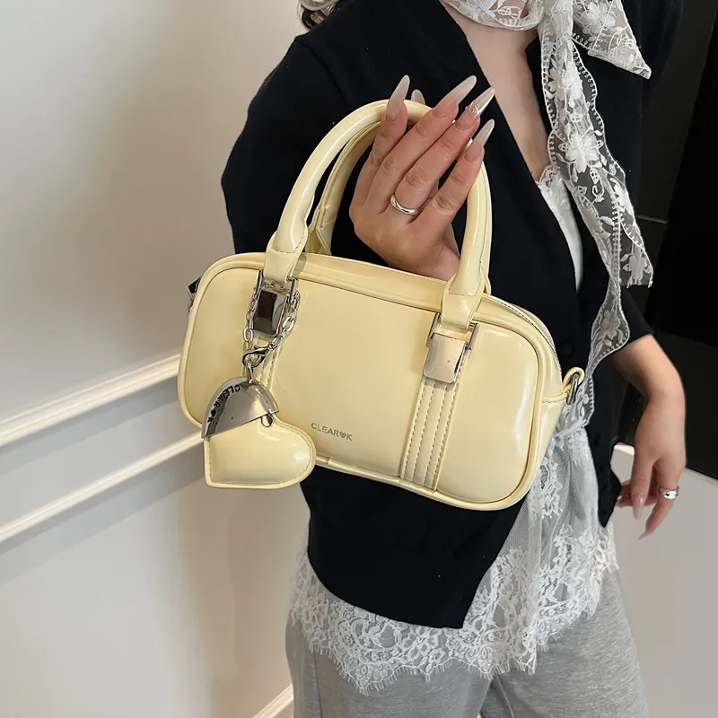 Bansusu PU Crossbody One Shoulder Handbag Women's Black/Light Yellow/White/Pink-15