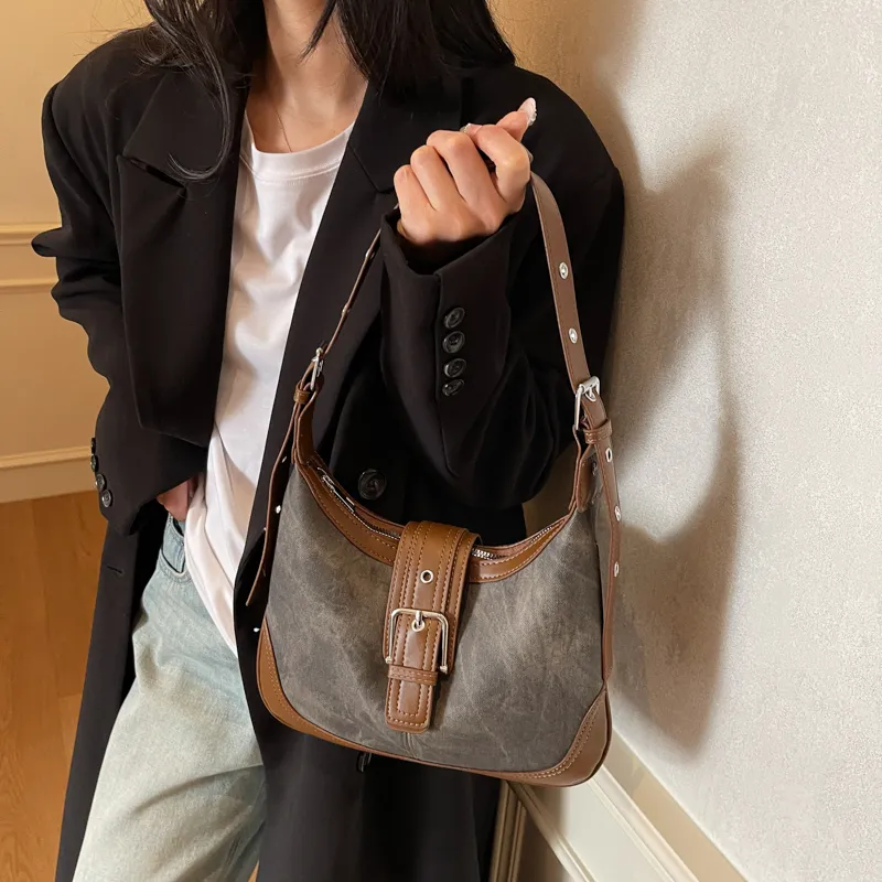 Yi Brigade PU Handbag Shoulder Bag Regular Women's Dark Tea/Ecru/Denim Blue/Coffee-9