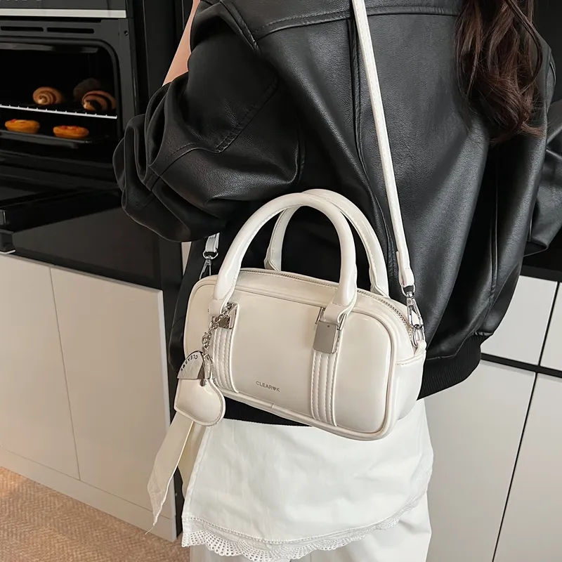 Bansusu PU Crossbody One Shoulder Handbag Women's Black/Light Yellow/White/Pink-5