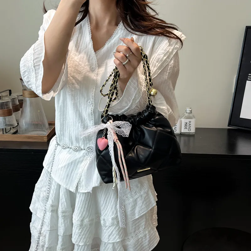 Yi Brigade PU Shoulder Bag Women's Pink/Black/White/Silver-7