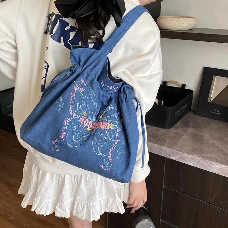 Bansusu Denim Shoulder Bag Regular Women's Light Blue/Dark Blue-5