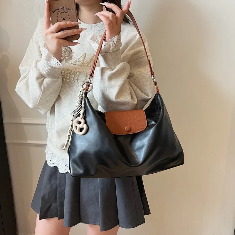 Bansusu PU Tote Bag Shoulder Bag Regular Women's White & Khaki/White & Brown/Brown/Black-8