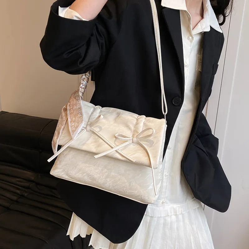 Yi Brigade PU Shoulder Bag Women's Swan White/Ballet Pink/Versatile Black-3