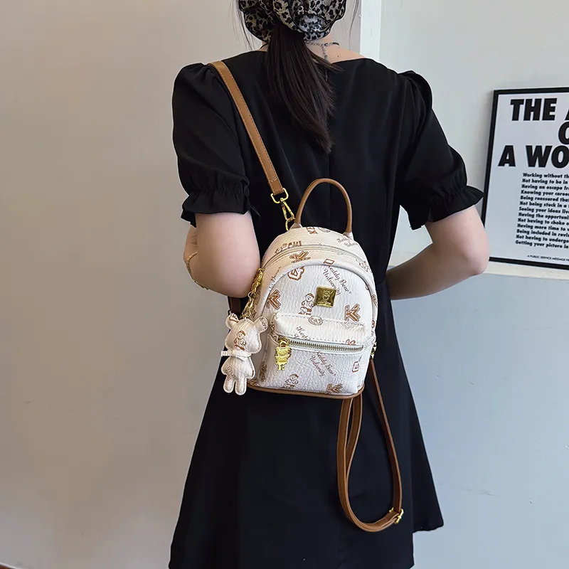 Yi Brigade PU Backpack Women's White/Pink/Brown/Black-1