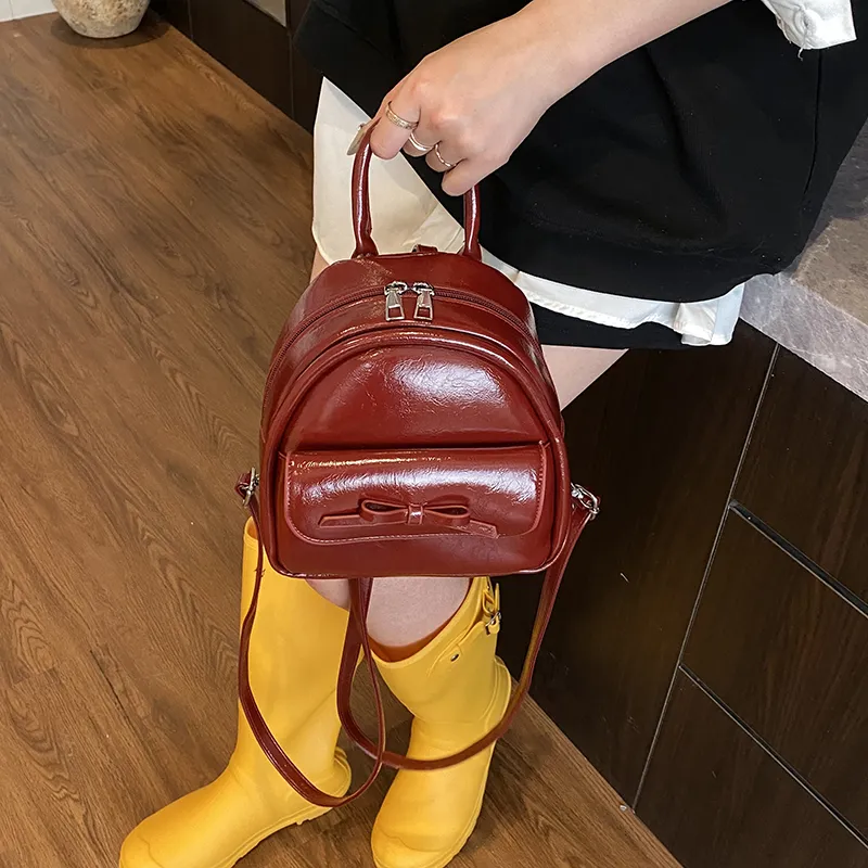 Bansusu PU Backpack Women's Red/Pink/Yellow/Black-1