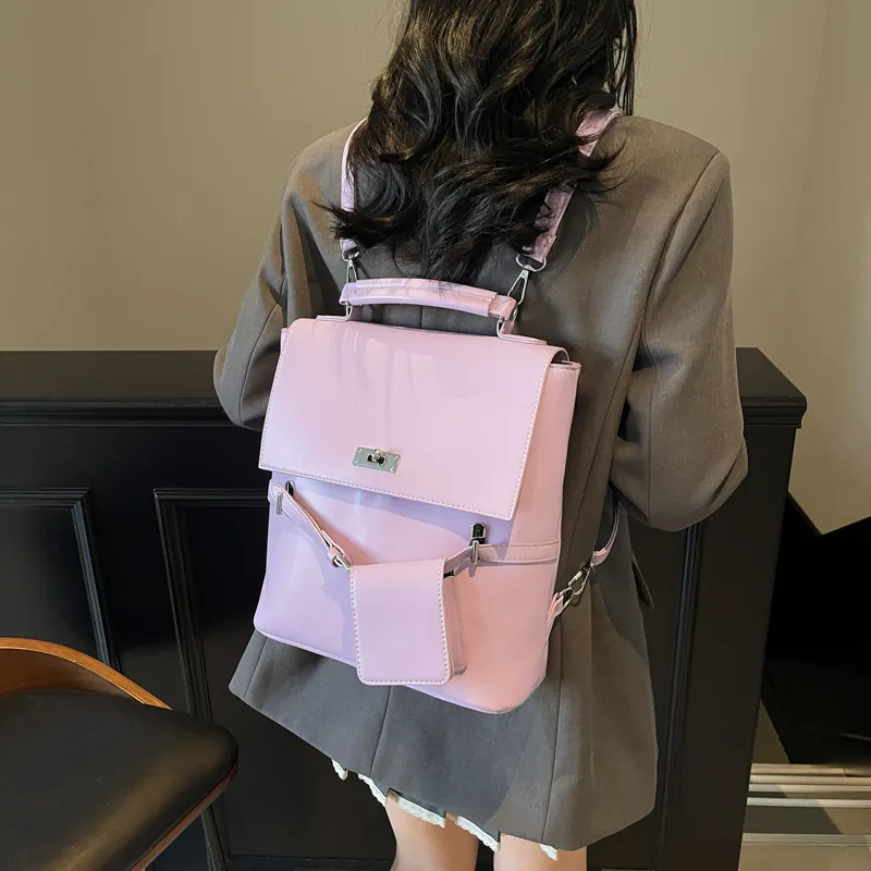 Yi Brigade PU Backpack Regular Women's Black/Blue/Pink/Purple-9