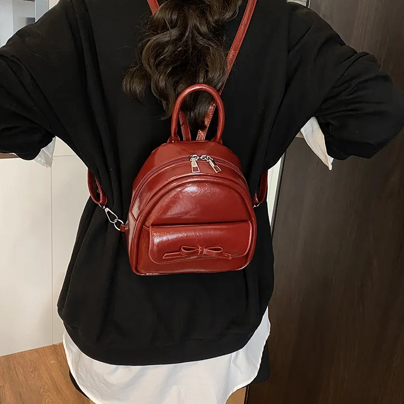 Bansusu PU Backpack Women's Red/Pink/Yellow/Black-2