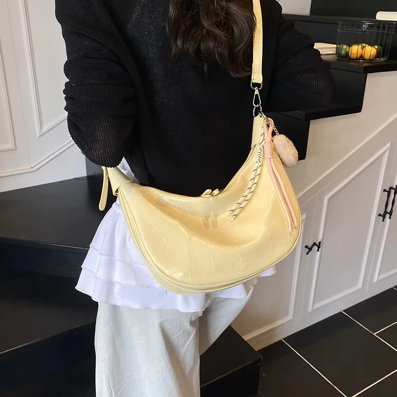 Bansusu PU Shoulder Bag Women's Ecru/Yellow/Black-11