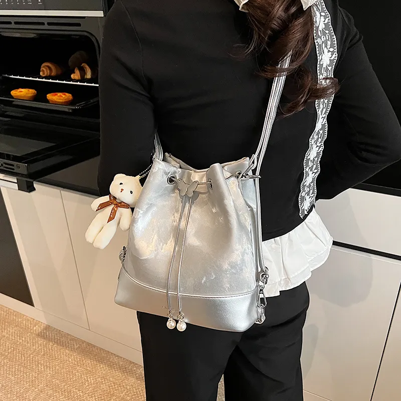 Yi Brigade PU Backpack Women's White/Silver/Pink/Black-7