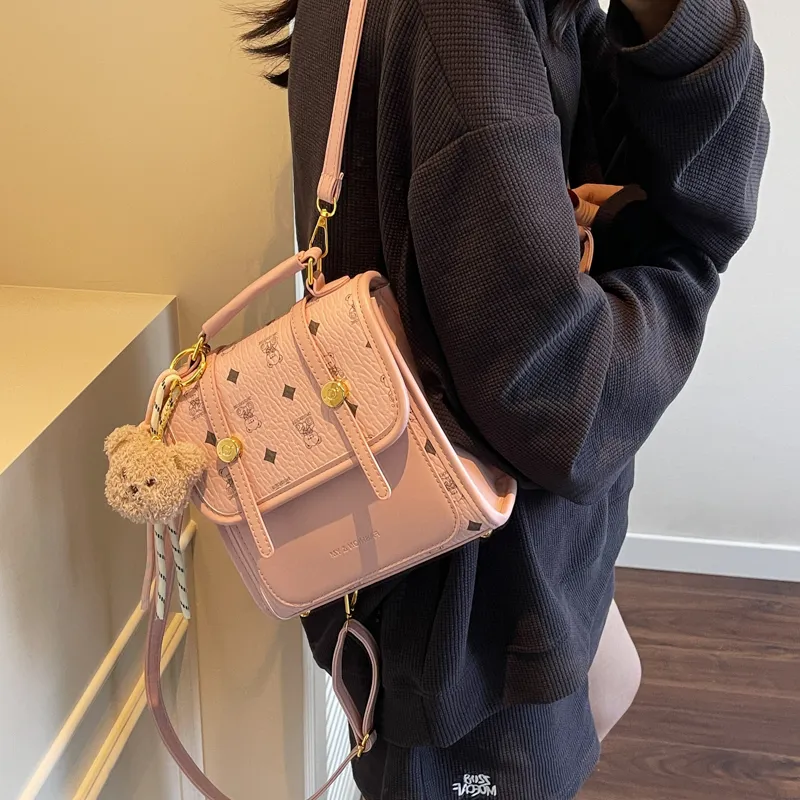 Yi Brigade PU Backpack Regular Women's Black/Ecru/Pink/Coffee-10