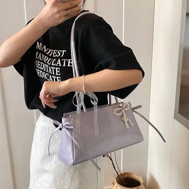 Bansusu PU Shoulder Bag Regular Women's White/Black/Purple/Pink-14
