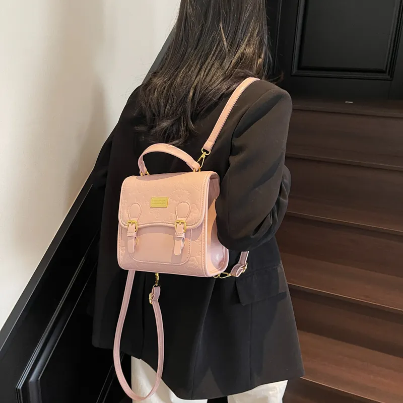 Yi Brigade PU Backpack Regular Women's Black/Ecru/Pink/Blue-5
