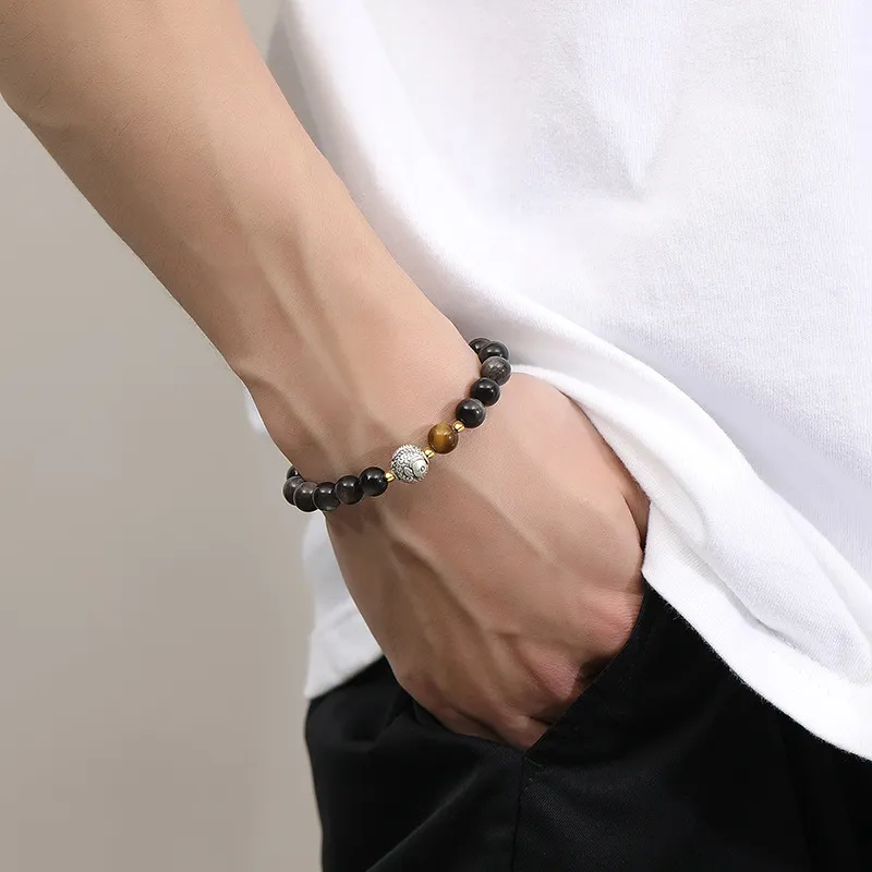 Regalrose Obsidian Jade Bracelets Unisex-4