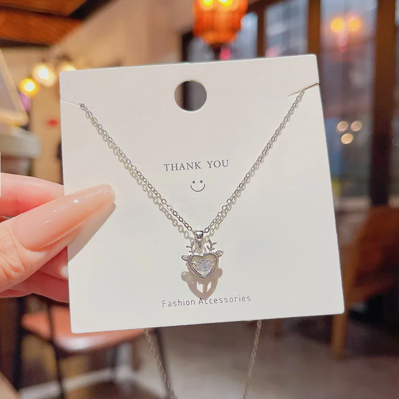 Regalrose Titanium Steel Deer Necklace Women's Silver-4