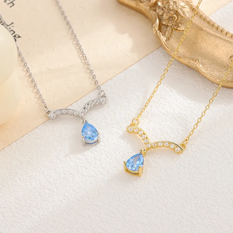 Regalrose 925 Sterling Silver Zircon Necklaces Women's Silver-2