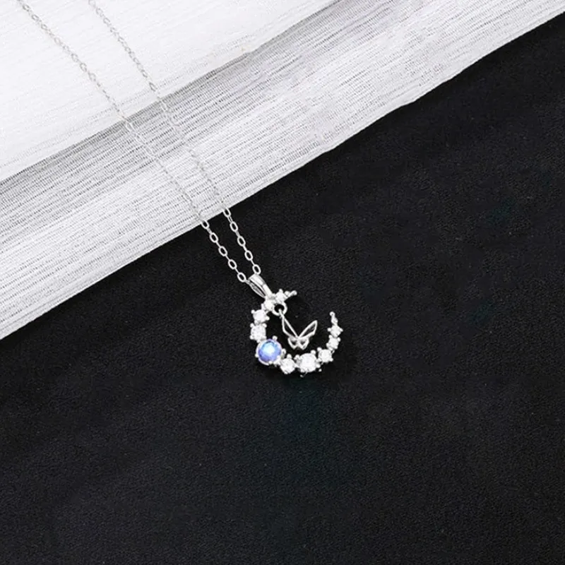 Regalrose 925 Sterling Silver Companion Moon Butterfly Necklace Women's-3