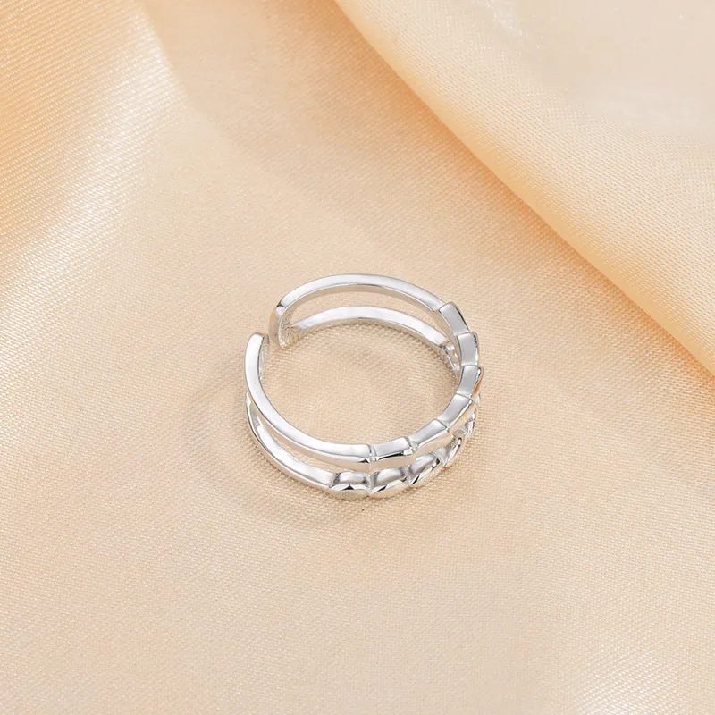 Regalrose 925 Sterling Silver Double Layer Line Ring Women's-1
