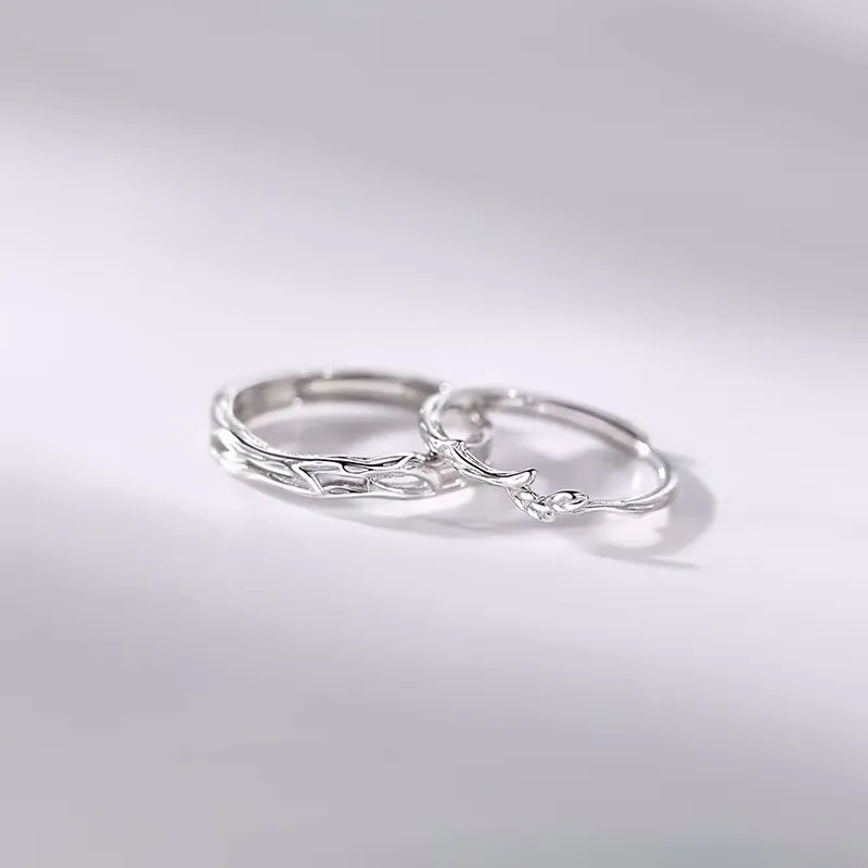 Regalrose 999 Fine Silver Intertwined Branch Design Couple Rings Unisex Ring-2