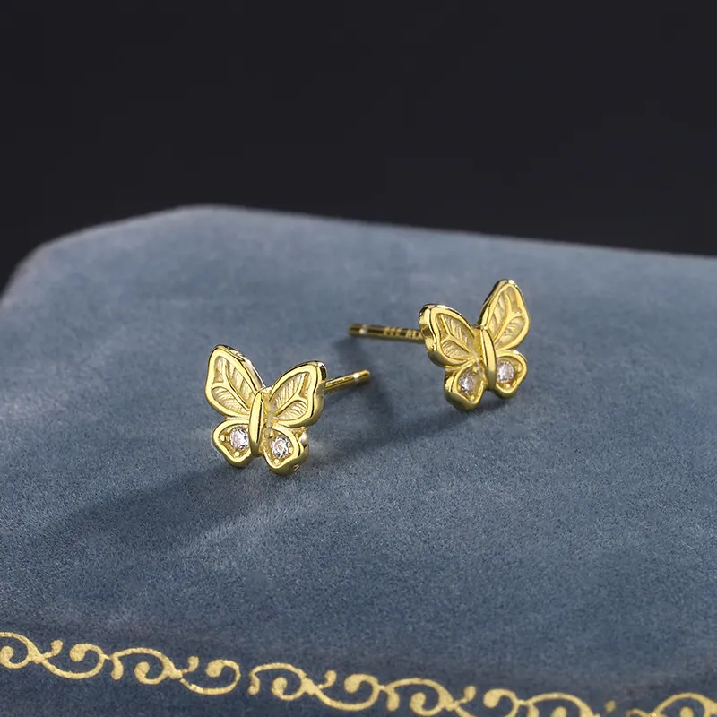 Regalrose S999 Silver Butterfly Stud Earrings Women's-3