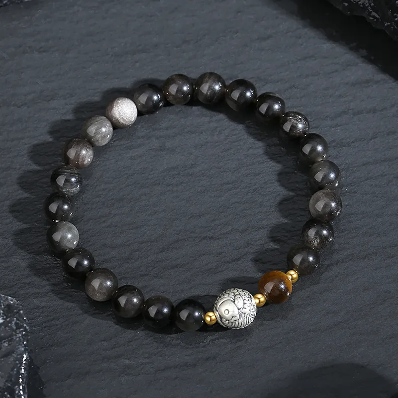 Regalrose Obsidian Jade Bracelets Unisex-5