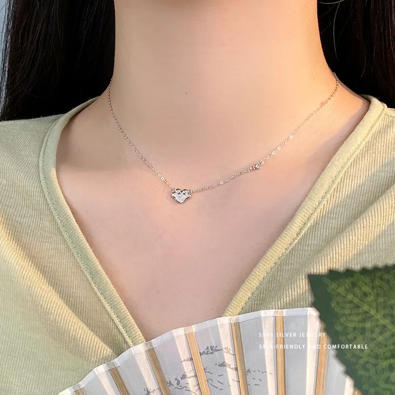 Regalrose S999 Silver Chinese Style Ruyi Lock Auspicious Clouds Necklace Women's-3